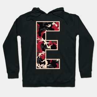 Initial Capital Letter E Camo Alphabet Gift Women Men Boys Girls Hoodie